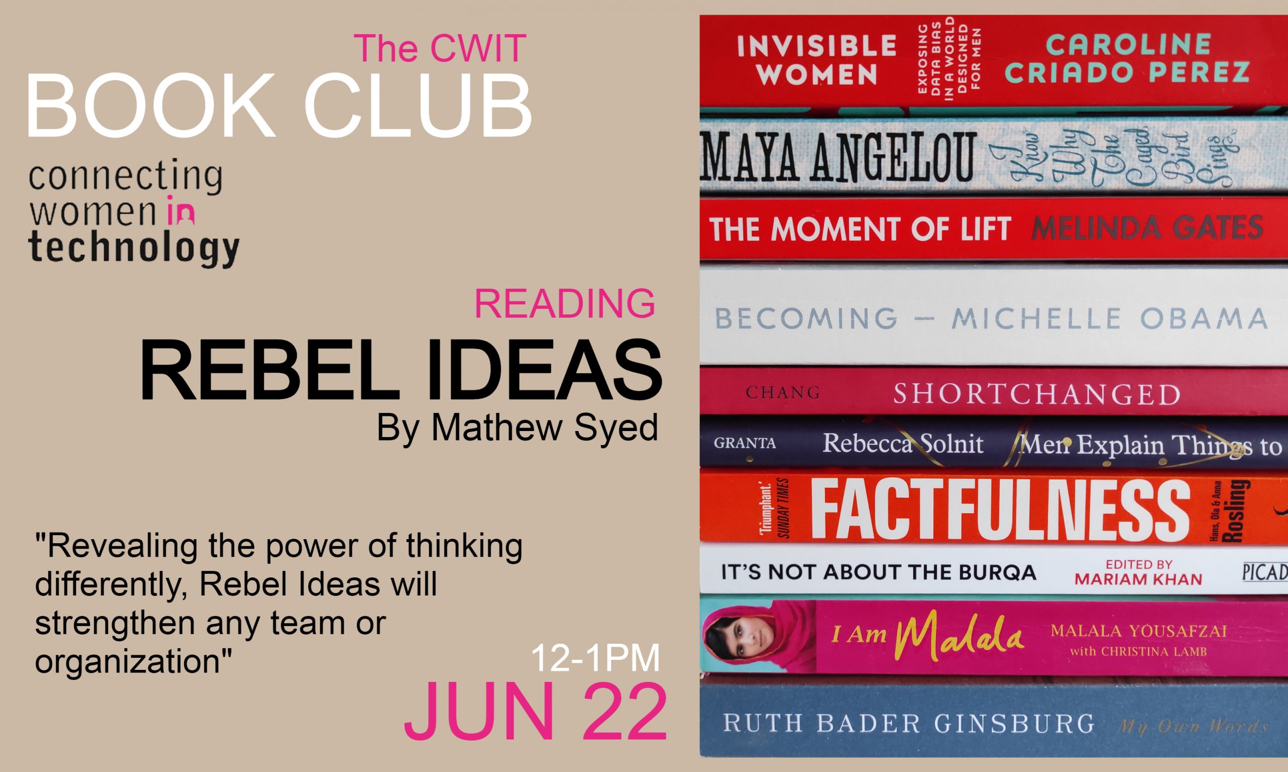 CWiT Books & Culture Club- Reading "Rebel Ideas" by Matthew Syed
